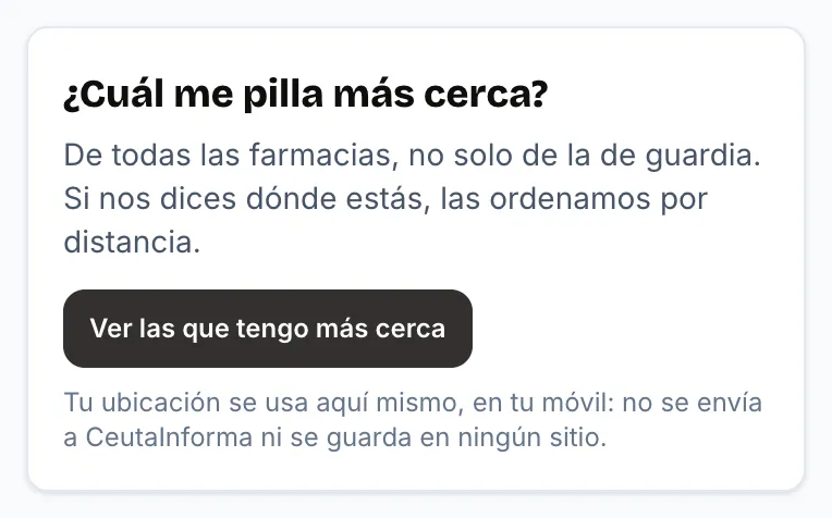 El recuadro «¿Cuál me pilla más cerca?»