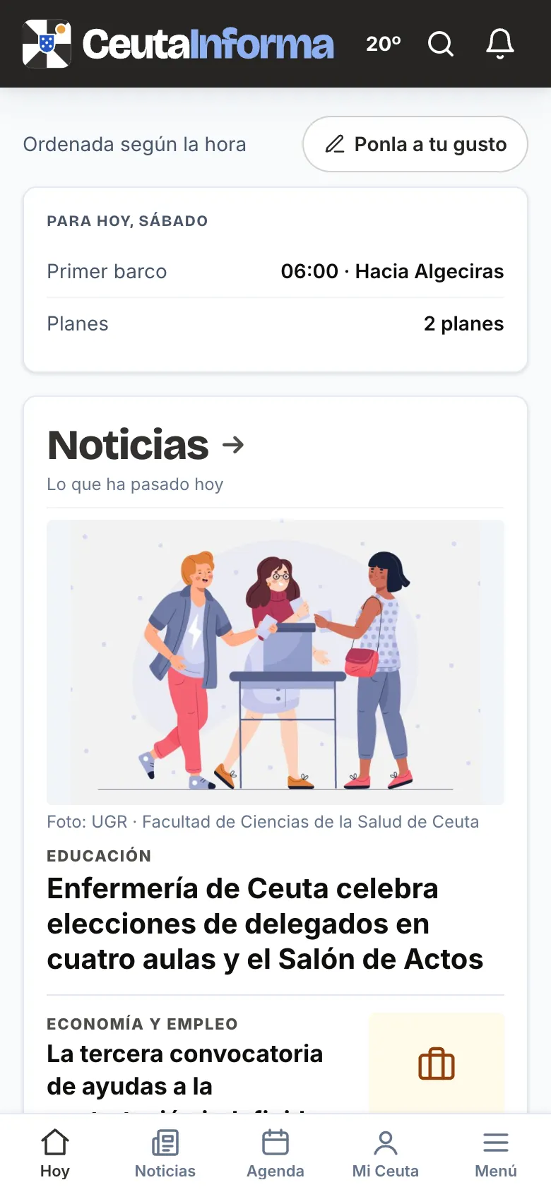 La portada de CeutaInforma en el móvil